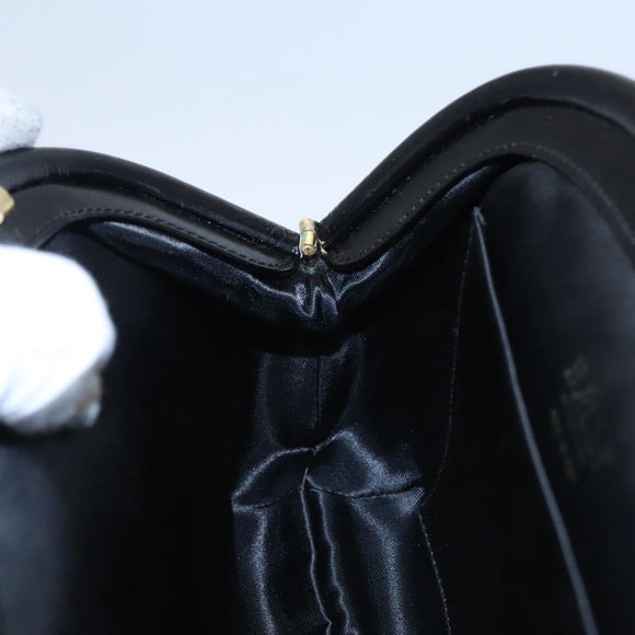 BALLY Chain Shoulder Bag Leather Black Auth BA820