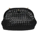 BALLY Chain Shoulder Bag Leather Black Auth BA820-13