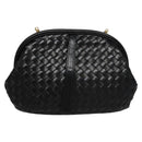 BALLY Chain Shoulder Bag Leather Black Auth BA820-2