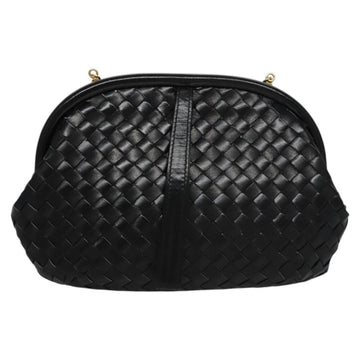 BALLY Chain Shoulder Bag Leather Black Auth BA820 - 0