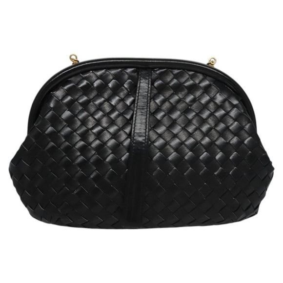 BALLY Chain Shoulder Bag Leather Black Auth BA820