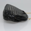 BALLY Chain Shoulder Bag Leather Black Auth BA820-3