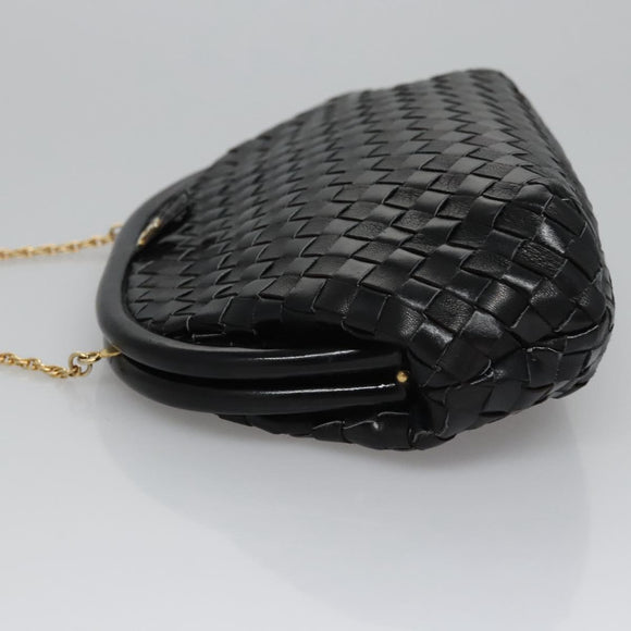 BALLY Chain Shoulder Bag Leather Black Auth BA820