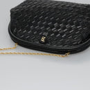 BALLY Chain Shoulder Bag Leather Black Auth BA820-6