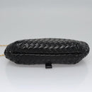 BALLY Chain Shoulder Bag Leather Black Auth BA820-5