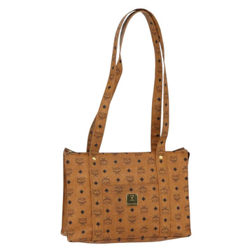 MCM Logogram Vicetos Tote Bag PVC Leather Brown Gold Auth BA8200