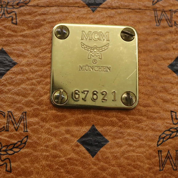 MCM Logogram Vicetos Tote Bag PVC Leather Brown Gold Auth BA8200