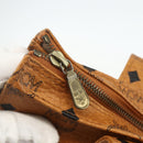 MCM Logogram Vicetos Tote Bag PVC Leather Brown Gold Auth BA8200-10