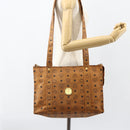 MCM Logogram Vicetos Tote Bag PVC Leather Brown Gold Auth BA8200-21