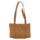 MCM Logogram Vicetos Tote Bag PVC Leather Brown Gold Auth BA8200-2