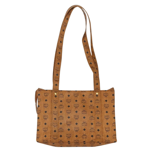MCM Logogram Vicetos Tote Bag PVC Leather Brown Gold Auth BA8200
