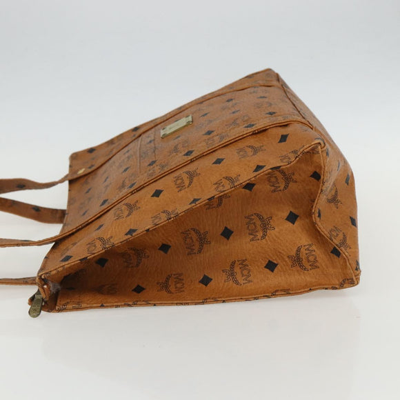 MCM Logogram Vicetos Tote Bag PVC Leather Brown Gold Auth BA8200