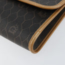 Christian Dior Honeycomb Canvas Chain Shoulder Bag PVC Black Gold Auth BA8201-10