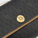 Christian Dior Honeycomb Canvas Chain Shoulder Bag PVC Black Gold Auth BA8201-14