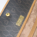 Christian Dior Honeycomb Canvas Chain Shoulder Bag PVC Black Gold Auth BA8201-16