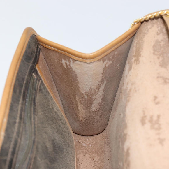 Christian Dior Honeycomb Canvas Chain Shoulder Bag PVC Black Gold Auth BA8201