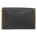 Christian Dior Honeycomb Canvas Chain Shoulder Bag PVC Black Gold Auth BA8201-3