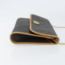 Christian Dior Honeycomb Canvas Chain Shoulder Bag PVC Black Gold Auth BA8201-4