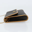 Christian Dior Honeycomb Canvas Chain Shoulder Bag PVC Black Gold Auth BA8201-5