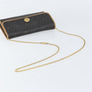 Christian Dior Honeycomb Canvas Chain Shoulder Bag PVC Black Gold Auth BA8201-7