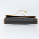 Christian Dior Honeycomb Canvas Chain Shoulder Bag PVC Black Gold Auth BA8201-9