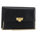 Christian Dior Chain Shoulder Bag Leather Black Gold Auth BA8202-1