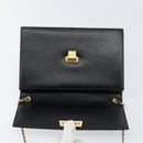 Christian Dior Chain Shoulder Bag Leather Black Gold Auth BA8202-10