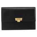 Christian Dior Chain Shoulder Bag Leather Black Gold Auth BA8202-2