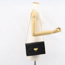 Christian Dior Chain Shoulder Bag Leather Black Gold Auth BA8202-22