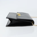 Christian Dior Chain Shoulder Bag Leather Black Gold Auth BA8202-3
