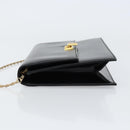 Christian Dior Chain Shoulder Bag Leather Black Gold Auth BA8202-4