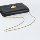 Christian Dior Chain Shoulder Bag Leather Black Gold Auth BA8202-7