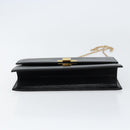 Christian Dior Chain Shoulder Bag Leather Black Gold Auth BA8202-9