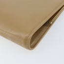 Christian Dior Clutch Bag Leather Beige Gold Auth BA8203-15