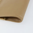 Christian Dior Clutch Bag Leather Beige Gold Auth BA8203-16