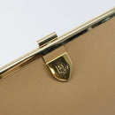 Christian Dior Clutch Bag Leather Beige Gold Auth BA8203-8