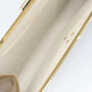 Christian Dior Clutch Bag Leather Beige Gold Auth BA8203-10