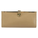 Christian Dior Clutch Bag Leather Beige Gold Auth BA8203-13