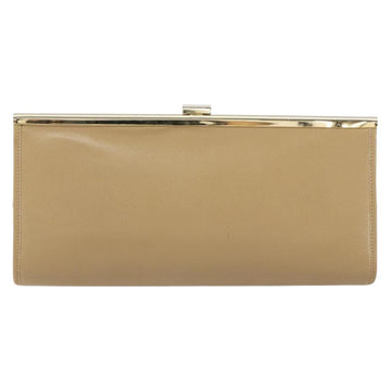 Christian Dior Clutch Bag Leather Beige Gold Auth BA8203 - 0