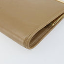Christian Dior Clutch Bag Leather Beige Gold Auth BA8203-7