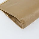 Christian Dior Clutch Bag Leather Beige Gold Auth BA8203-14