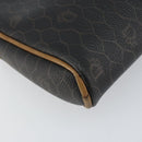 Christian Dior Honeycomb Canvas Shoulder Bag PVC Black Gold Auth BA8204-13