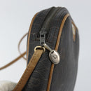 Christian Dior Honeycomb Canvas Shoulder Bag PVC Black Gold Auth BA8204-15