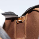 Christian Dior Honeycomb Canvas Shoulder Bag PVC Black Gold Auth BA8204-19