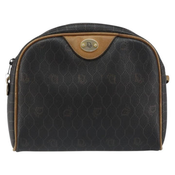 Christian Dior Honeycomb Canvas Shoulder Bag PVC Black Gold Auth BA8204 - 0