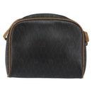 Christian Dior Honeycomb Canvas Shoulder Bag PVC Black Gold Auth BA8204-3