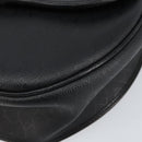 Christian Dior Honeycomb Canvas Shoulder Bag PVC Black Gold Auth BA8205-10