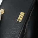 Christian Dior Honeycomb Canvas Shoulder Bag PVC Black Gold Auth BA8205-16