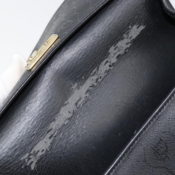 Christian Dior Honeycomb Canvas Shoulder Bag PVC Black Gold Auth BA8205