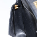 Christian Dior Honeycomb Canvas Shoulder Bag PVC Black Gold Auth BA8205-20